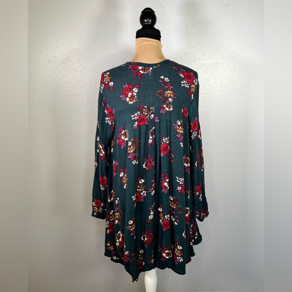Free People Floral Keyhole flowy Tunic XS romantic Boho cottagecore fall indie - Picture 3 of 10